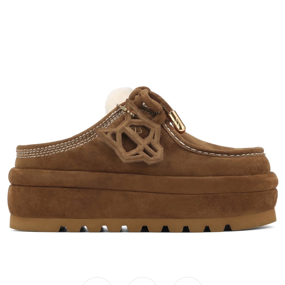 Naked Wolfe Brown Suede Platform Mules